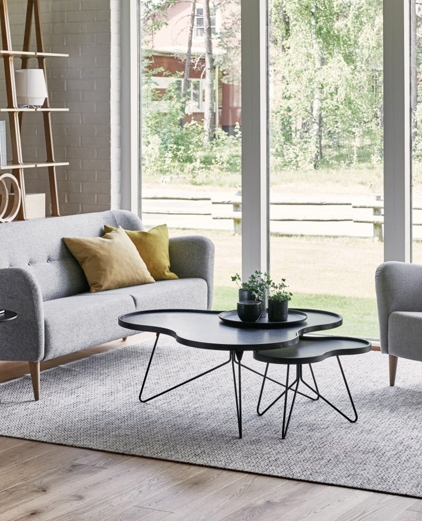 Flower Table, Large - Black Lazur Ash Wood