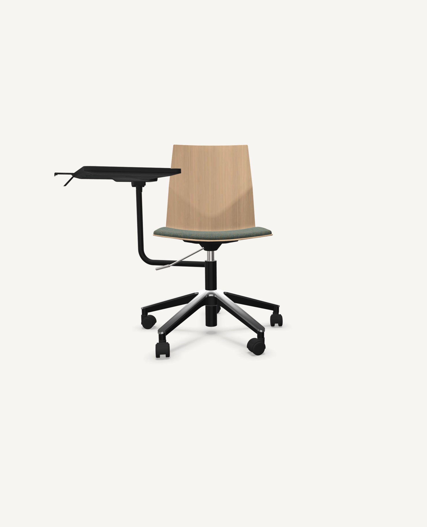 FourCast®2 Wheeler Chair, Bentwood Shell, Swivel Base with Seat Pad - with InnoTab Tablet Arm