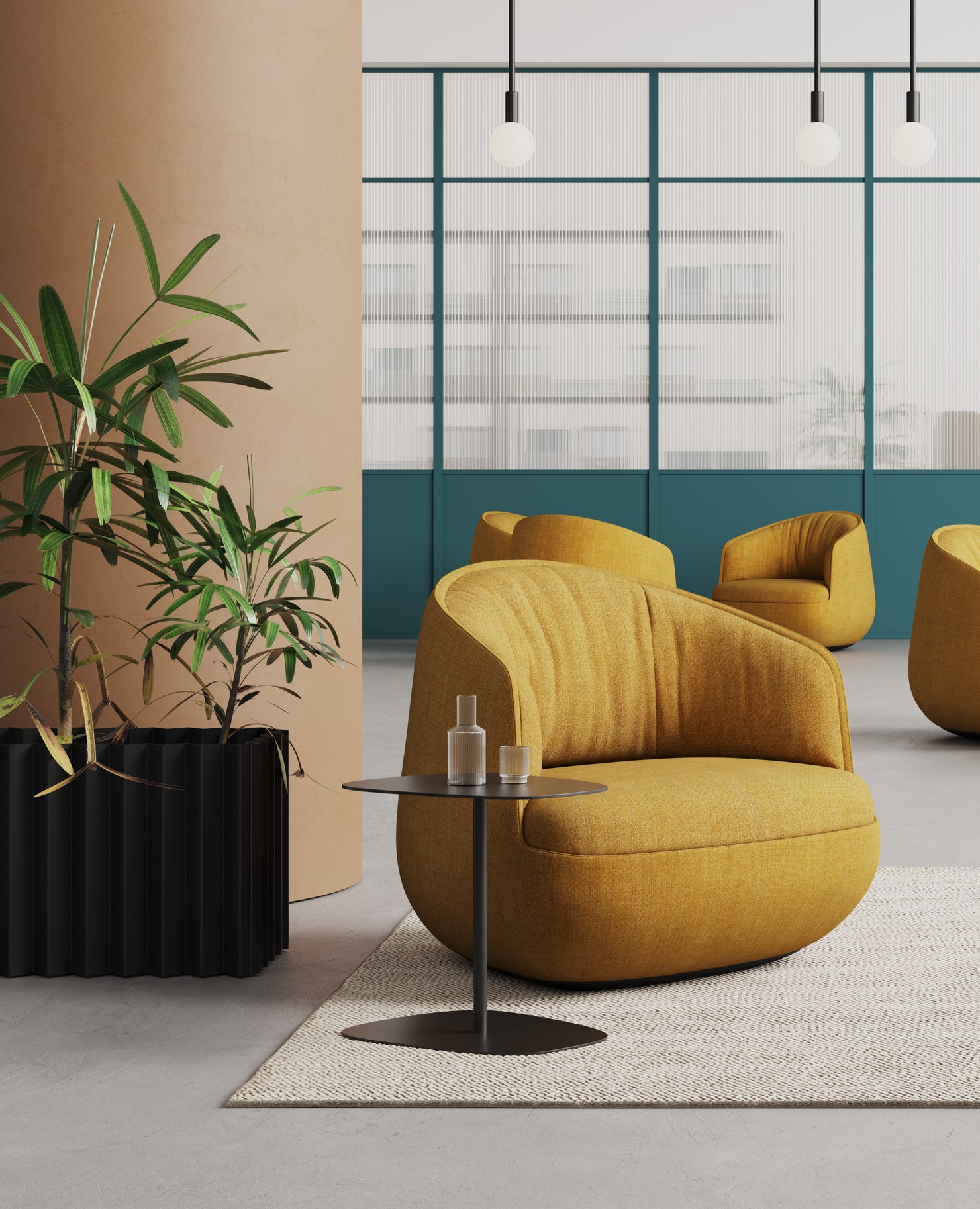 Gimbal Lounge Chair, Lowback - Swivel Base with Auto-Return