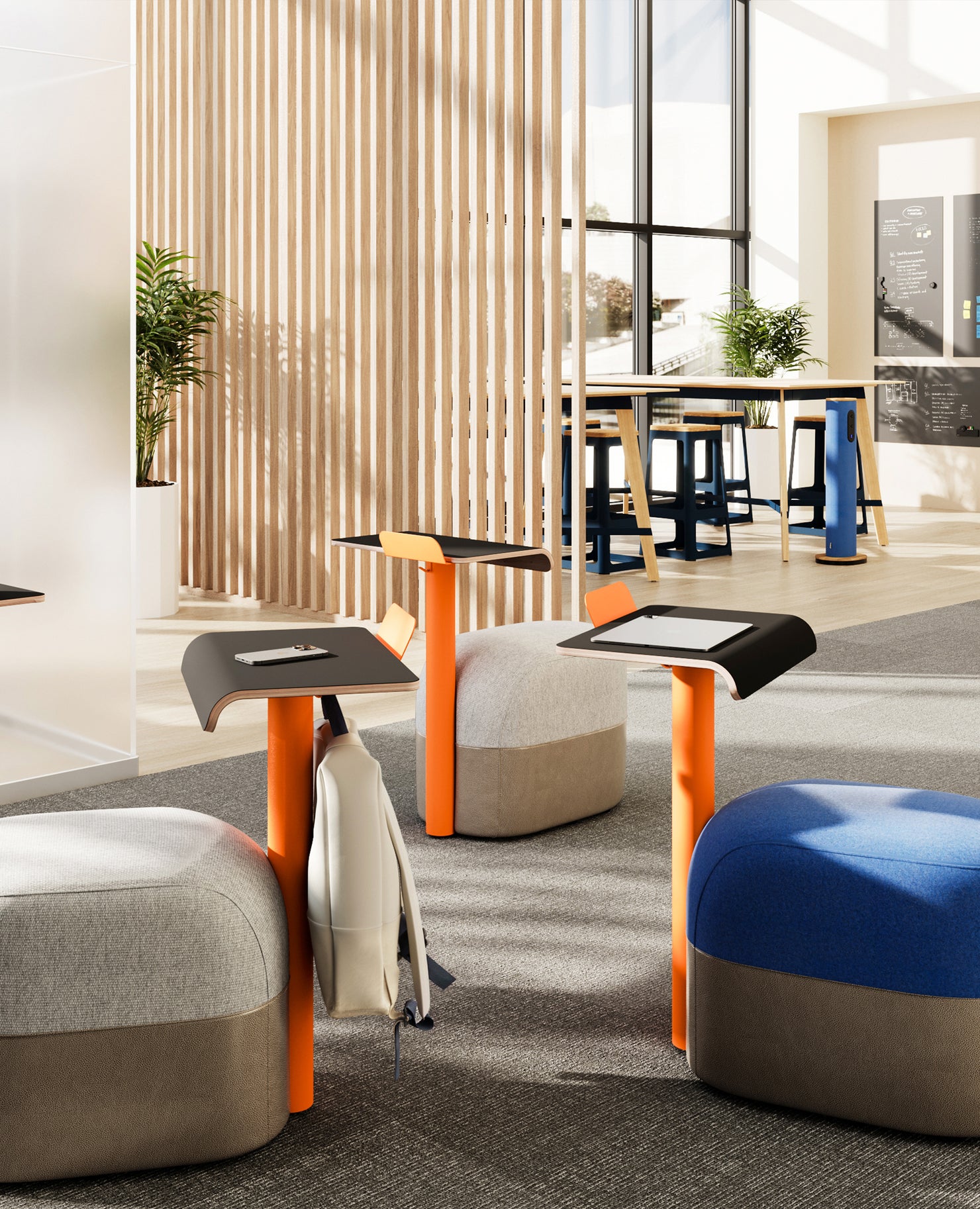 Modo Pouf with Laptop Table - with Hard Floor Casters