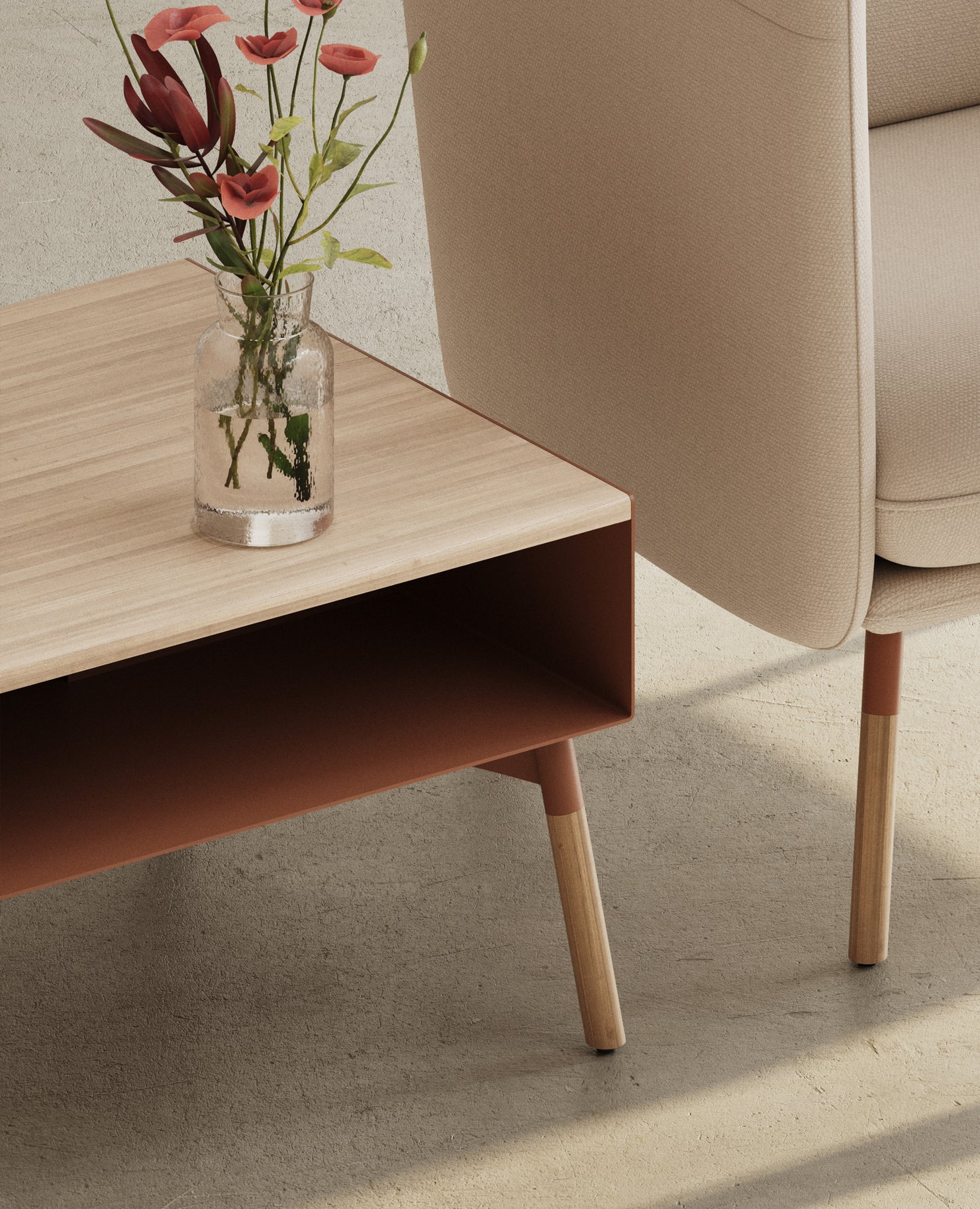 Tombolo Table, Square - Half Shelf