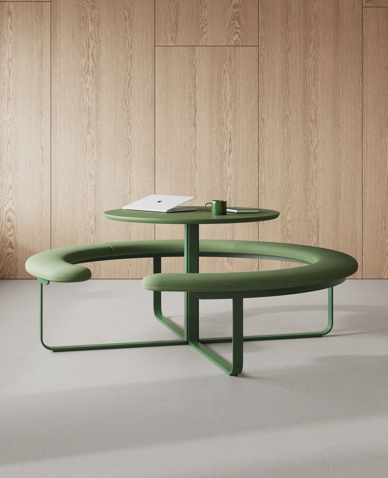 Picnic Round Bench Seating with Table, Standard Height - 71" Diameter