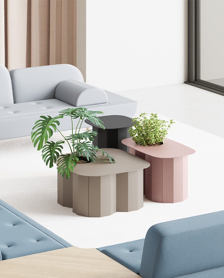 Stanza modular planter and lounge height table system by Hightower Studio.