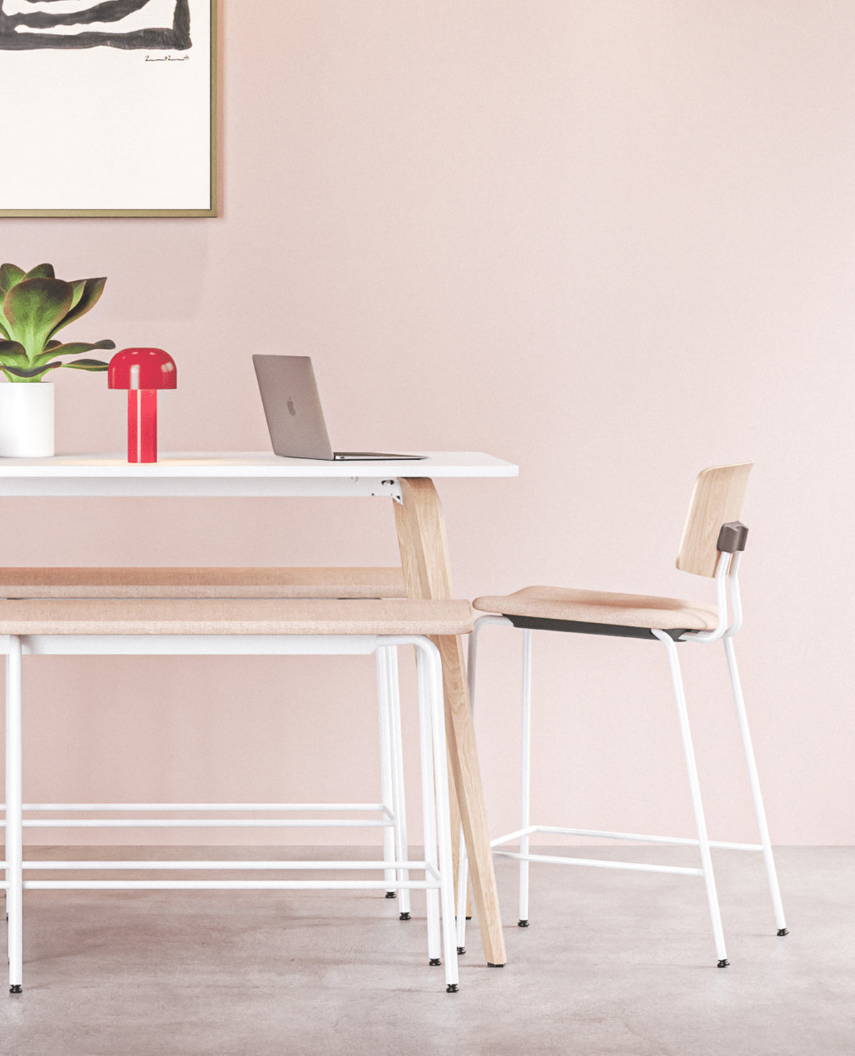 Share Chair, Counter Height, Wood Back - Upholstered Seat