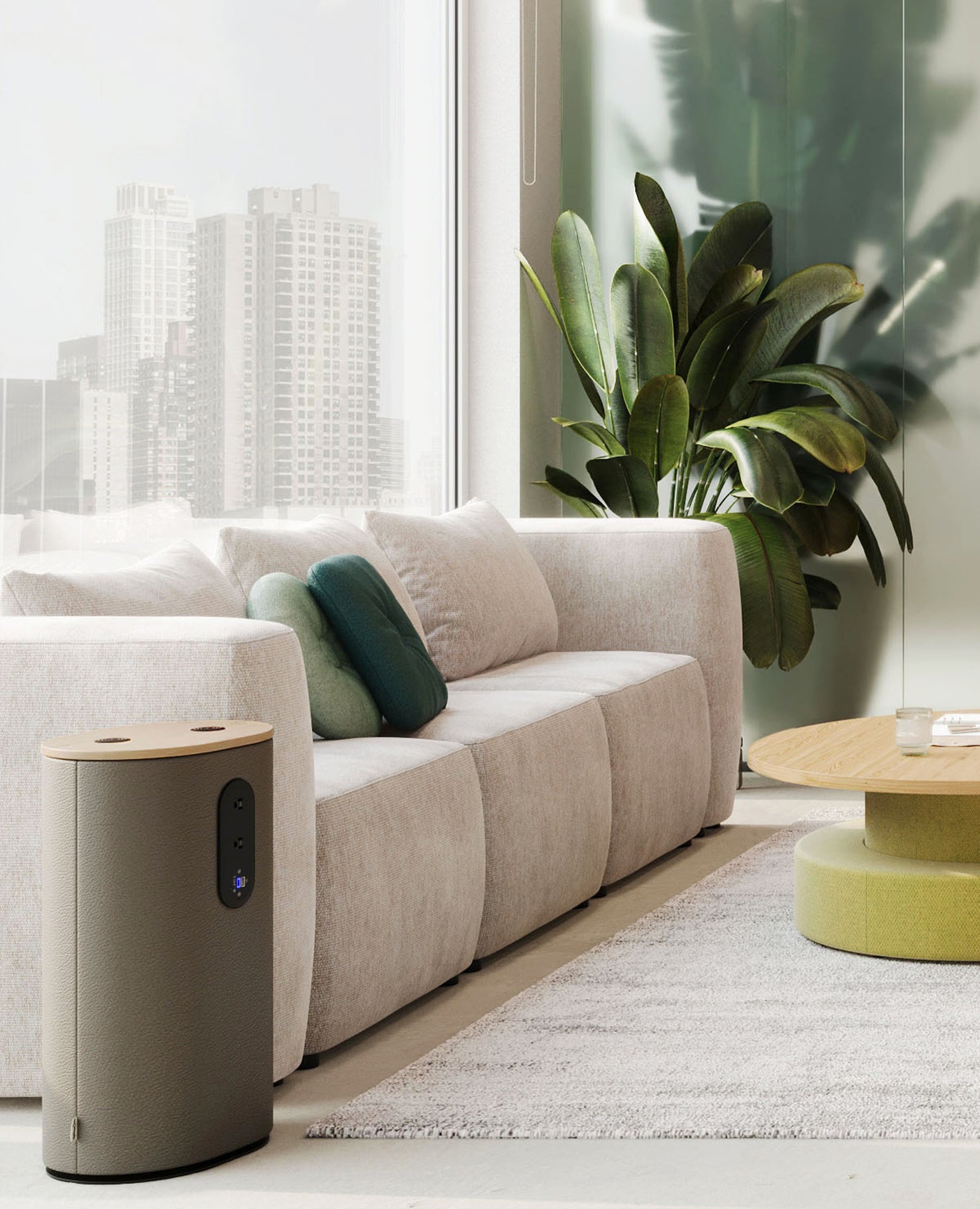 Silo Power, 24" Height, Dual Side Access, Wireless Charging Top - Cord Wrap Base