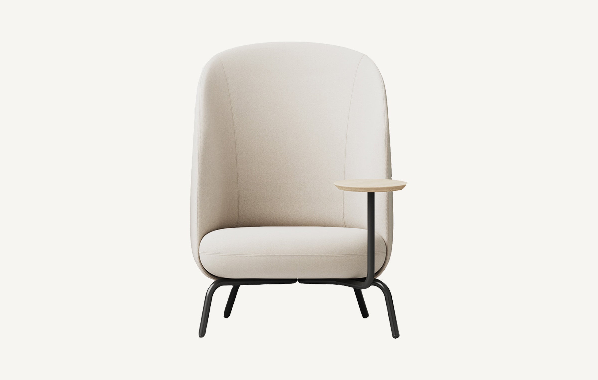 Nest Easy Lounge Chair, Metal Base - with Right Side Facing Table