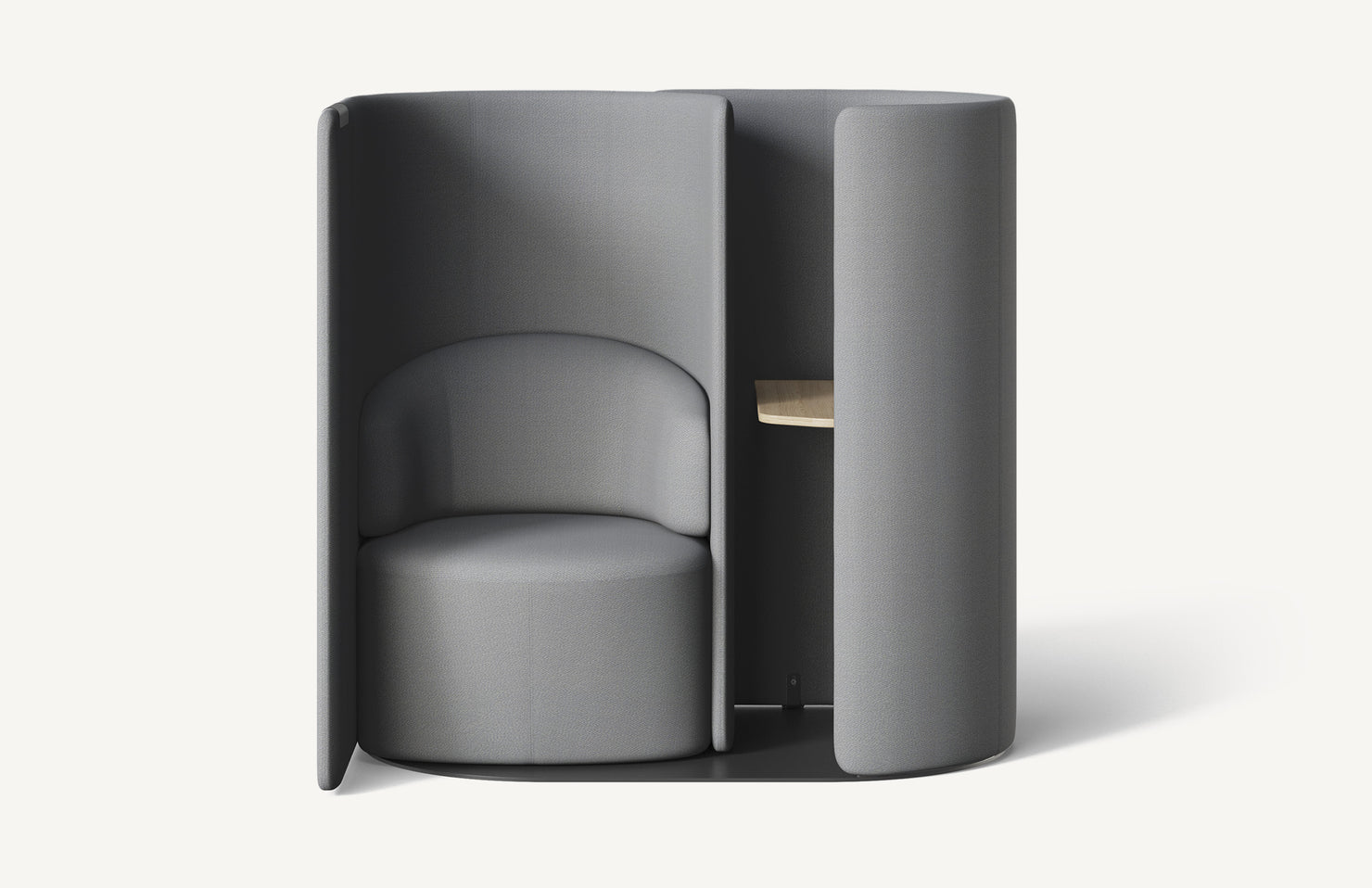 Gray office pod with a small table on a white background